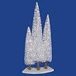 Pre-Lit LED White Glitter Artificial Mini Village Christmas Tree Trio Set