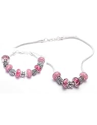 Bear Charm Bracelet and Necklace Gift Set Girls Pandora Style Gift Boxed