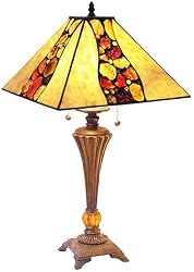 Tiffany Mission-Style Table Lamp with Rock Base