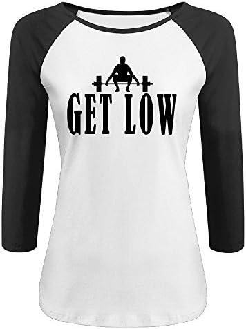 Womens GET LOW Weight Lifting Squat Baseball T-Shirt Raglan
