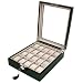 Watch Box Storage for 20 Watches Black Lacquer Finish Inlaid Top Tech Swiss