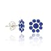 Sterling Silver 5mm Royal Blue Rhinestone Sparkle Mini Kid Flower Stud Earrings