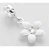 Pandora Trollbeads Fit 925 Sterling Silver Bead - White Daisy Enamel Charm Bead Dangle Compatible with Pandora, Troll, Biagi, Chamilia Bracelets