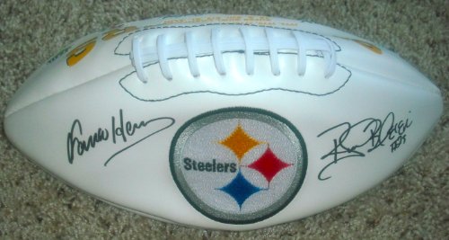 Pittsburgh Steelers Franco Harris & Rocky Bleier Autographed / Signed Logo Football