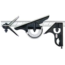 Starrett 434M-300 Forged, Hardened Square, Center And Reversible Protractor Heads With Blade Combination Set, Smooth Black Enamel Finish, 300mm Size