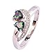 Narica Womens Novelty Heart Shaped Rainbow CZ Engagement Cocktail Ring