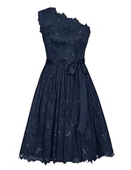 Short Lace One Shoulder Bridesmaid Dress/Prom Dress 