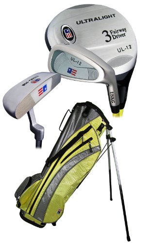US Kids Golf- Ultralite Series 5 Piece Golf Set With Stand Bag Lemon
