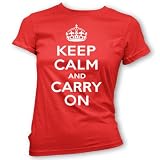 HotScamp Premium Keep Calm and Carry On Girls Womens Red T-Shirt Top