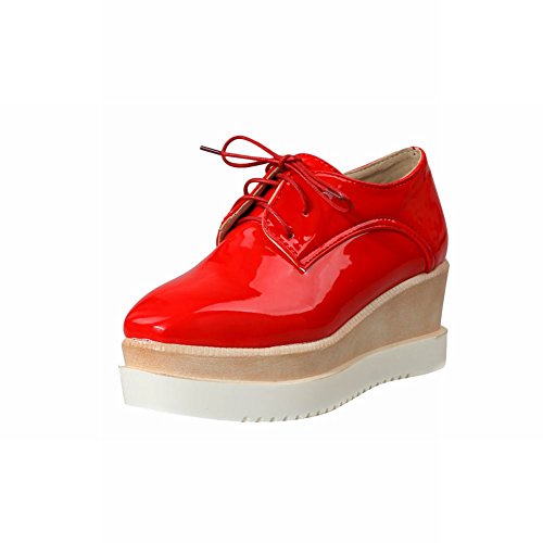 Latasa Women's Fashion Lace-up Platform Mid Wedge Heel Oxford Shoes