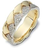7.5mm Wide Diamond 14 Karat Yellow Gold & Titanium Wedding Band
