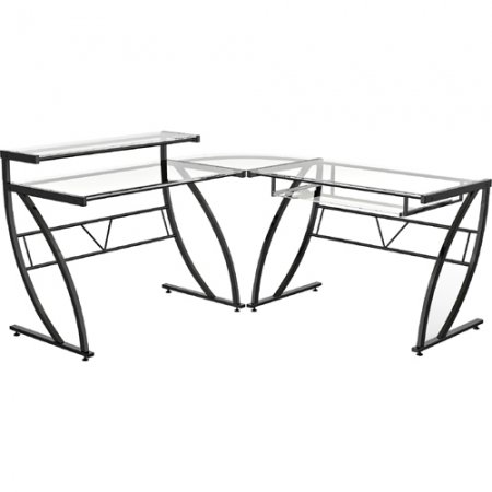 Z-Line Belaire Glass L-Shaped Computer Desk