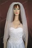 2 Tier Ivory Fingertip Length Simple Pencil Edge Wedding Bridal Veil