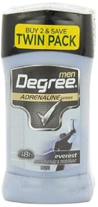 Degree Men Invisible Solid Deodorant, Adrenaline Series,Everest, Twin Pack, 5.4 Ounce