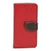 Fulland Wallet Card Holder PU Leather Pouch Flip Leaf Style Case Cover with Stand for HTC One M7 Plus Stylus Pen and Screen Protector-Red