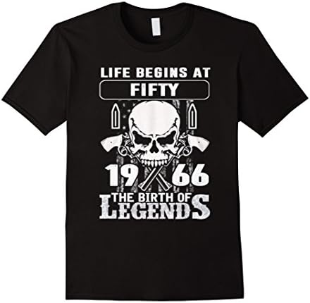 Men's 50th Birthday Gift Made 1966 - Life Begin At Fifty Tshirts XL Black