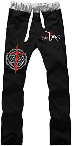 Fate Zero Stay Night Saber Cosplay Mens Anime Sweatpants for Teens Black Grey