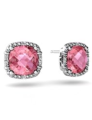 Created Pink Sapphire 14kt White Gold Earrings