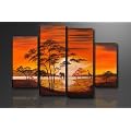 Bild auf Leinwand Afrika 130 x 80 cm 4 Teile Modell-Nr. XXL 6138 Bilder fertig gerahmt auf echtem Holzrahmen riesig. Ausf�hrung Kunstdruck als Wandbild auf Rahmen. G�nstiger als �lbild Gem�lde Poster Plakat mit Bilderrahmen