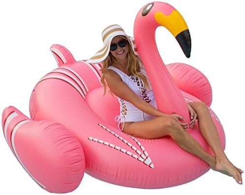Giant Inflatable Pink Flamingo Pool Float - 75 inches (Over 6 Feet) Best Flamingo Raft Inner Tube for Cool Party Lounge Floatie Beach Lake Swim Swimming
