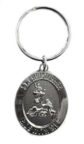 St. Christopher Ride with Me Motorcycle Medallion Key Ring