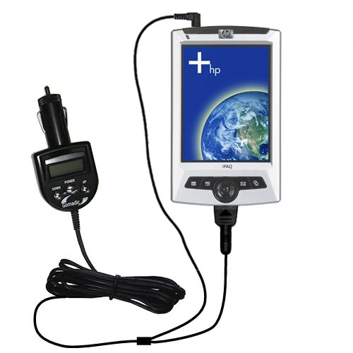 2nd Generation Audio FM Transmitter plus integrated Car Charger for the HP iPAQ rz1700 rz1710 Series with Gomadic TipExchange Technology