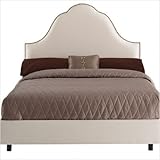 IMAGE OF Plain High Arch Bed in Parchment Size: Queen, Nailhead Color: Pewter