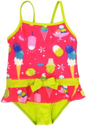 Pink Platinum Little Girls' Ice Cream One Piece Swimsuit, Fuchsia 3T
