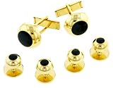41Rf2cDoePL. SL160  Gold plated and enamel cufflinks and shirt stud set with presentation box