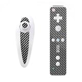 Black Carbon Fiber Weave Design Nintendo Wii Nunchuk + Remote Controller Protector Skin Decal Sticker