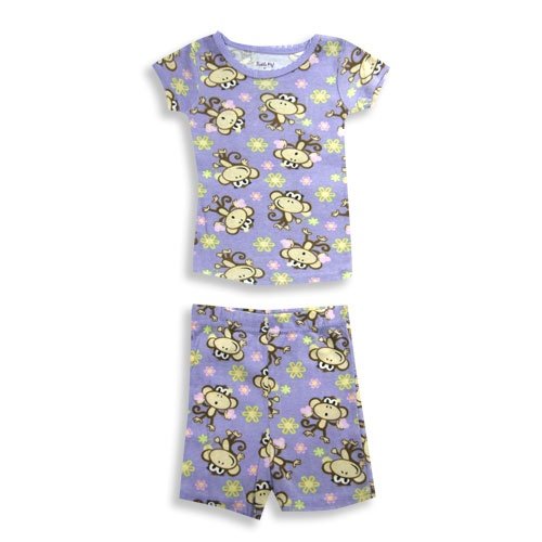 Tickle Me â€“ Toddler Girls Short Sleeve Shortie Pajamas, Purple 