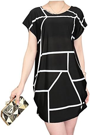 Gk2 Womens Casual Loose Dolman Sleeve Tops Blouse Floral Dress (One size(fit S-L), B 1)