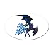 22x14 Oval Wall Vinyl Sticker Blue Dragon with Lightning Flames