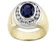14K Yellow Gold Man's Sapphire and Diamond Ring