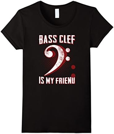 Women's Bass Clef Is My Friend Funny Music F-Clef Musician T-Shirt Small Black