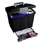 Storex Portable File Box with Bottom Drawer, Black (61513U01C)