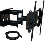 VideoSecu Mounts 1SR PLASMA LCD Flat Screen TV Articulating Full Motion Dual Arm Wall Mount Bracket For Most 32- 63 Displays with free 7ft HDMI cable MW360B7
