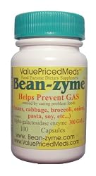 Bean-zyme Anti-Gas Digestive Aid, 100 Capsules, Food Enzyme Dietary Supplement, ONLY $1.56 Shipping per Bottle, Want FREE SHIPPING? Order our Bean-zyme 5 PACK! (a separate item SKU: 711472002033)