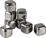 Tuscani 8 Stainless Steel Reusable Ice Cubes with Tongs