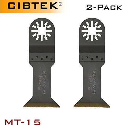 Cibtek Titanium Coated Bi-Metal Nail Cutter Oscillating Multitool 1 3/4" Saw Blade Universal Fits Fein Multimaster Bosch Makita Genesis Dremel Craftsman Bolt-on Nextec Ridgid Ryobi Makita Milwaukee Dewalt Rockwell Hyperlock Chicago Stainley Skil tools (2 Pcs)