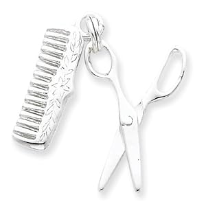 Sterling Silver Comb & Scissor Charm