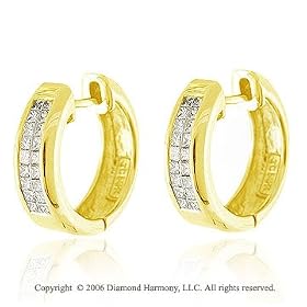 14K Yellow Gold Princess Huggie .50CTW Diamond Earrings