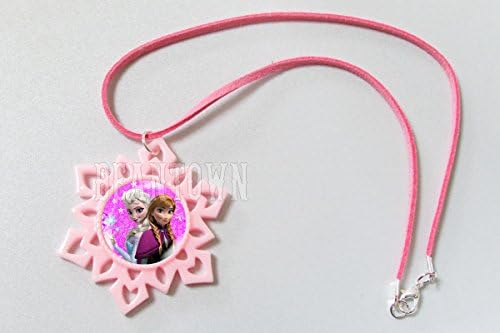 Disney Frozen Elsa and Anna Pink Snowflake Pendant Faux Suede Necklace