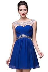 Sexy A-line Above the Knee Short Sleeveless Vintage Beaded Empire   Waistline 2015 Chiffon Evening Dress/Homecoming Dress/Prom Dress/Party Dress/Wedding Dress 