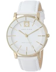 Anne Klein Womens AK/1058WTWT Leather Gold-Tone White Watch