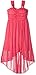 Emerald Sundae Girls' Sheer Matte Jersey Fuchsia With Jewel Trim Dress