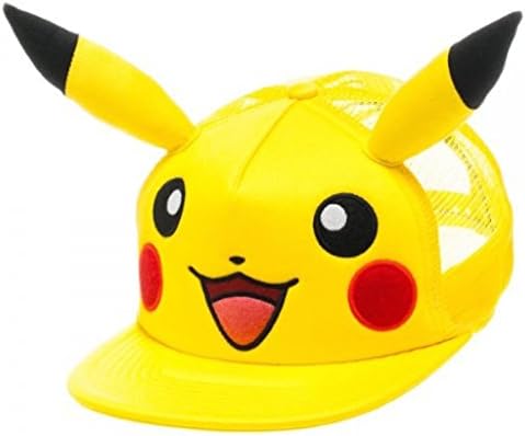 New Pokemon Pikachu Big Face with Ears Snapback Hat Cap Flat Bill