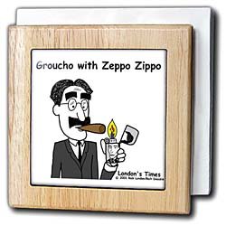 Rich Diesslins Famous People Places Books Cartoons - Grocho Marx with Zeppo Zippo - Tile Napkin Holders