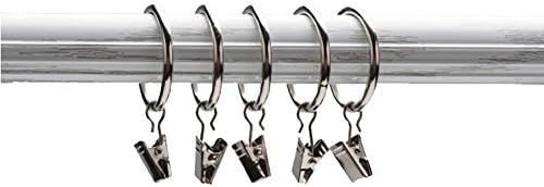 Premium Drapery Curtain Rings With Clips - Interior Diameter 1 1/3" (10pcs)