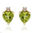 Stud Earrings With 1.68ctw Precious Stones - Genuine Peridots and Topazes in Yellow Gold Length 9mm